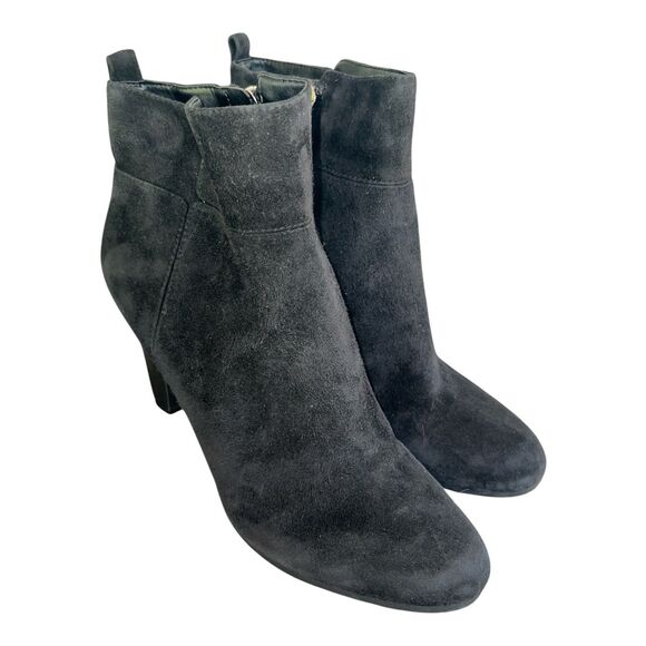 Sam Edelman Siana Boots Womens Sz 10 Black Suede Heeled Zipper Booties - Picture 1 of 11